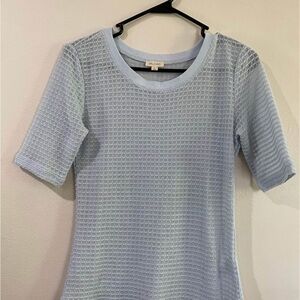 Pilcro Blue Fitted Ribbed Short Sleeve Tee